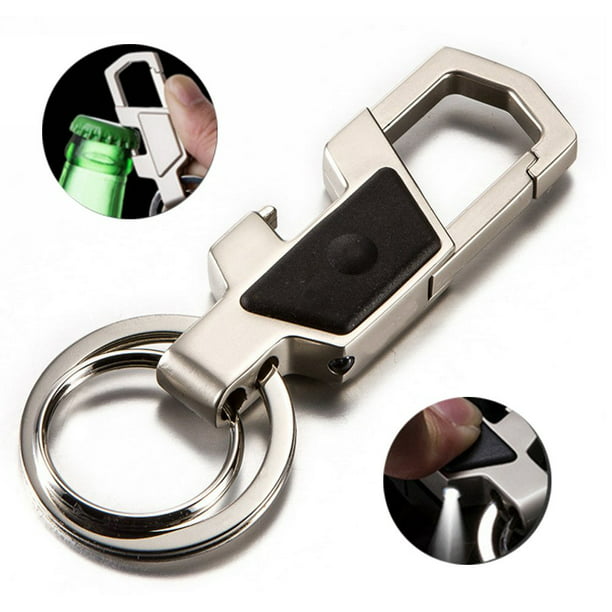 LGNL Zinc Alloy&Black Leather Key Chain with 2 Key Ring&Gift Box Key Ring Holder Home Office Car Keychain 